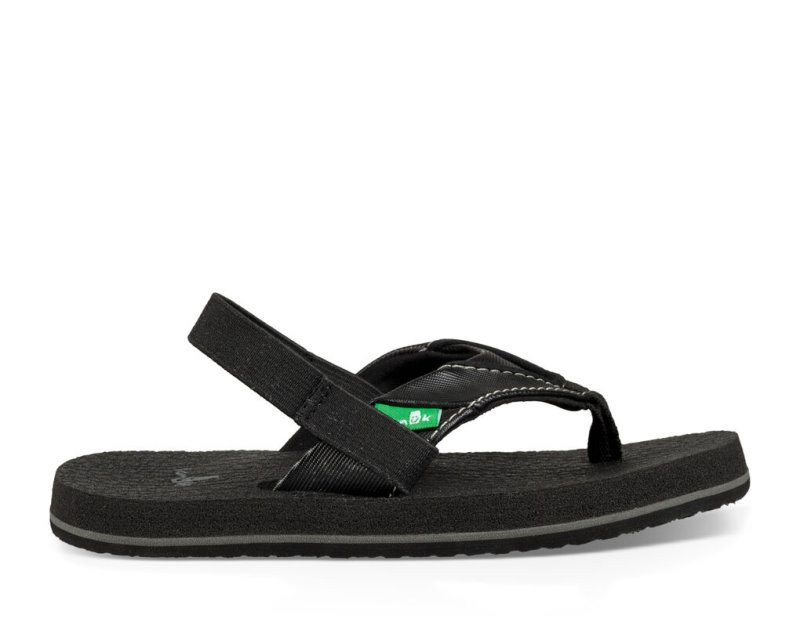 Kids\' Sanuk Root Beer Cozy Sandals Black | 0956-PAFWK