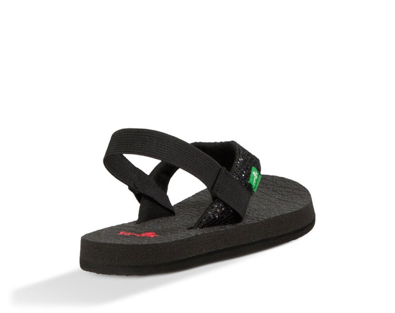 Kids' Sanuk Yoga Glitter Sandals Black | 4239-JMCET