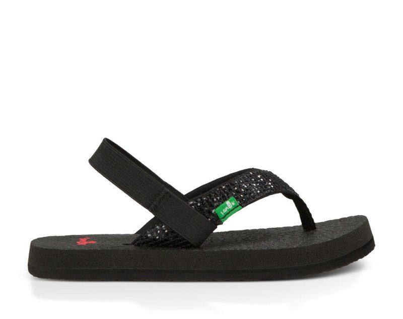 Kids\' Sanuk Yoga Glitter Sandals Black | 4239-JMCET