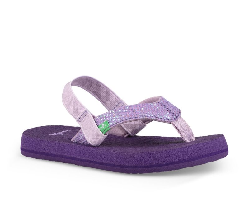 Kids' Sanuk Yoga Glitter Sandals Purple | 0947-JXHEF