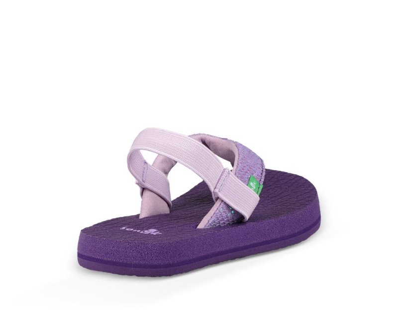 Kids' Sanuk Yoga Glitter Sandals Purple | 0947-JXHEF