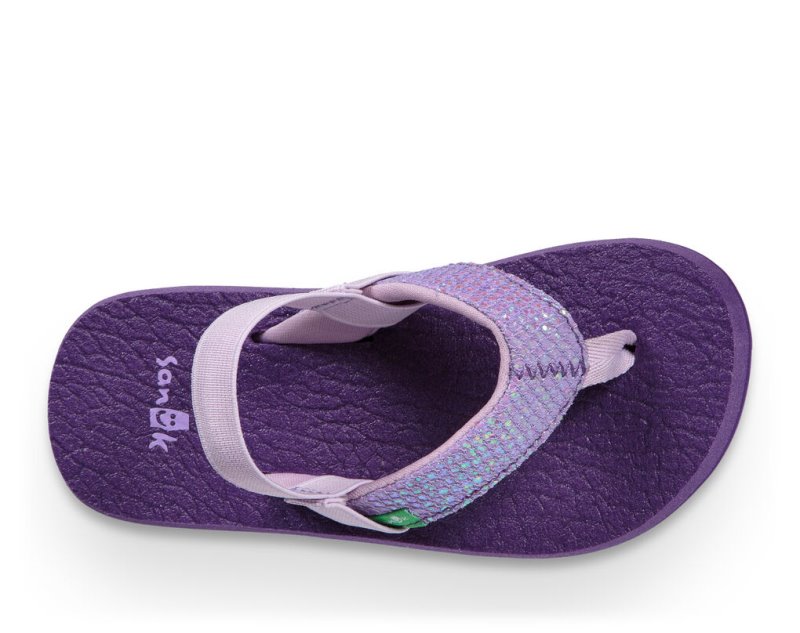 Kids' Sanuk Yoga Glitter Sandals Purple | 0947-JXHEF