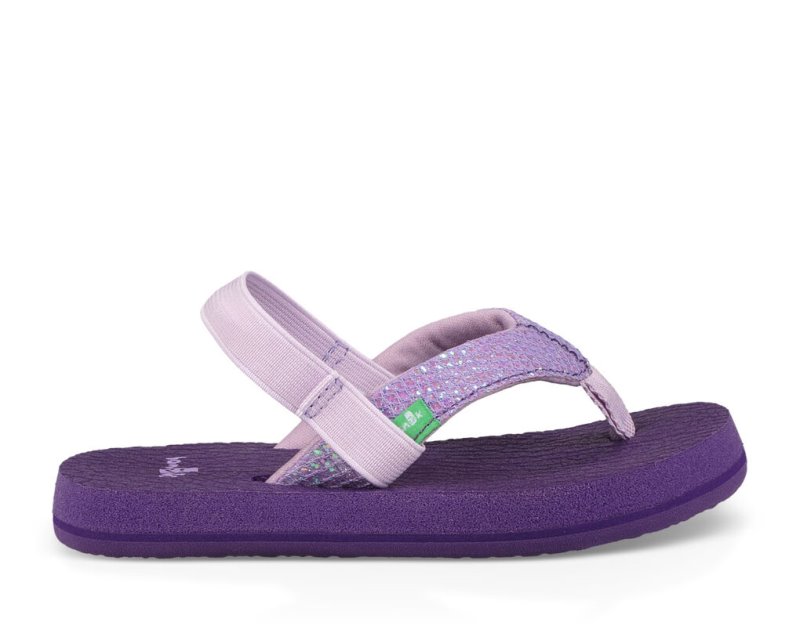 Kids\' Sanuk Yoga Glitter Sandals Purple | 0947-JXHEF