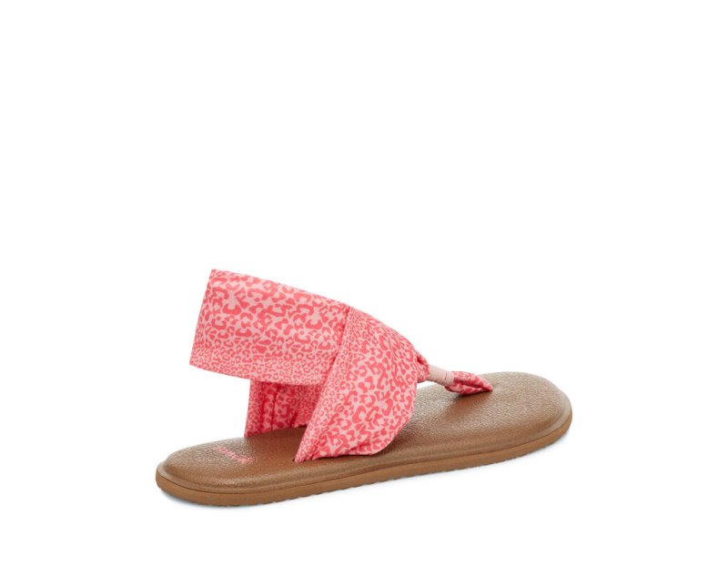 Kids' Sanuk Yoga Sling Burst Print Vegan Leopard Sandals Pink Leopard | 2057-PRVLF