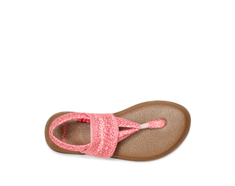 Kids' Sanuk Yoga Sling Burst Print Vegan Leopard Sandals Pink Leopard | 2057-PRVLF