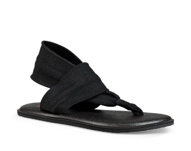 Kids' Sanuk Yoga Sling Burst Sandals Black | 5973-CQEYI