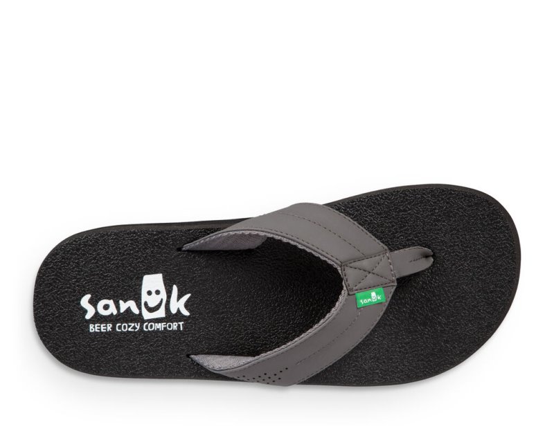 Men's Sanuk Beer Cozy Coaster Flip Flops Grey / Grey | 3526-JWSVE