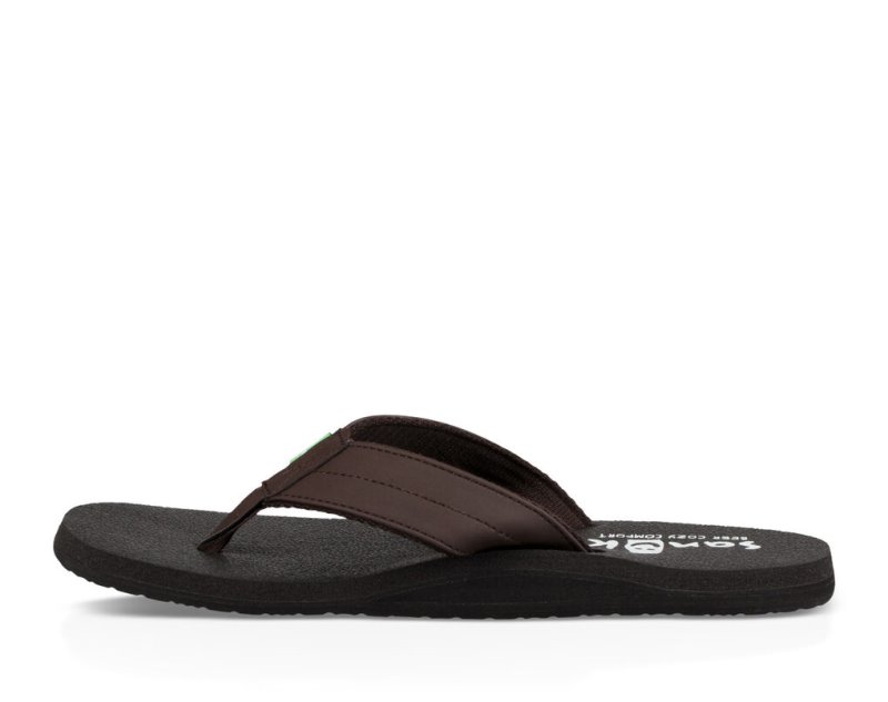 Men's Sanuk Beer Cozy Coaster Flip Flops Dark Brown | 5492-PZLNM