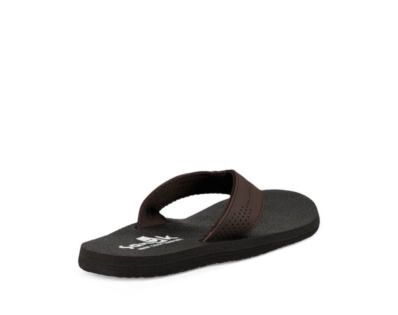 Men's Sanuk Beer Cozy Coaster Flip Flops Dark Brown | 5492-PZLNM