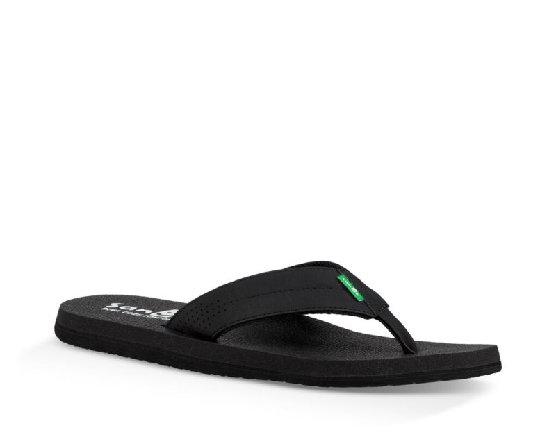 Men's Sanuk Beer Cozy Coaster Flip Flops Black | 9764-MOPID