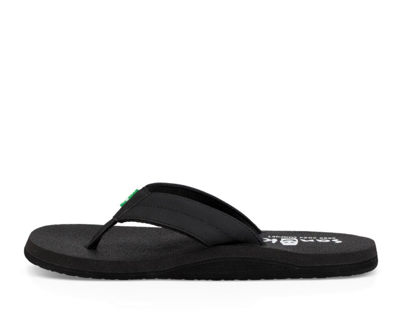 Men's Sanuk Beer Cozy Coaster Flip Flops Black | 9764-MOPID