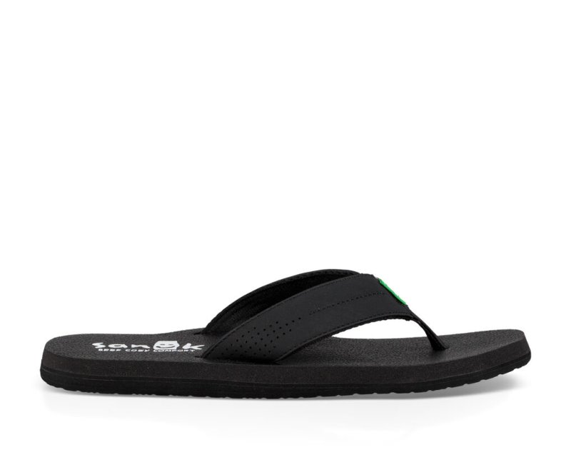 Men\'s Sanuk Beer Cozy Coaster Flip Flops Black | 9764-MOPID