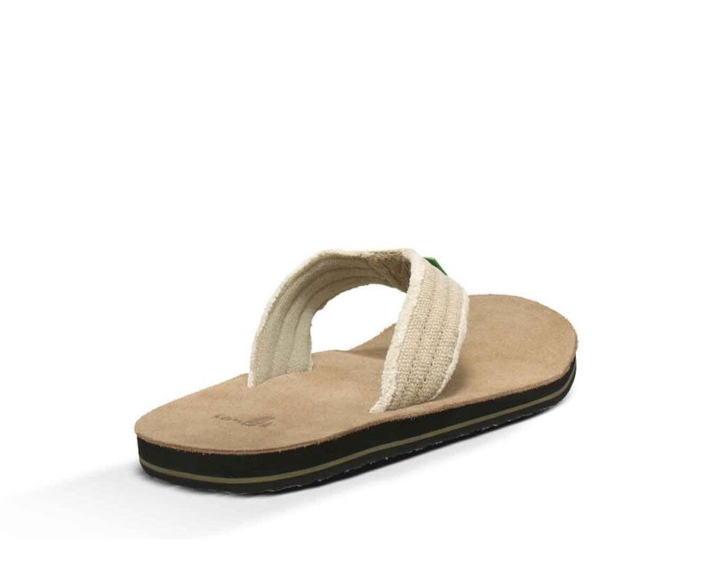 Men's Sanuk Fraid Not Flip Flops Beige | 4957-ZOQYK