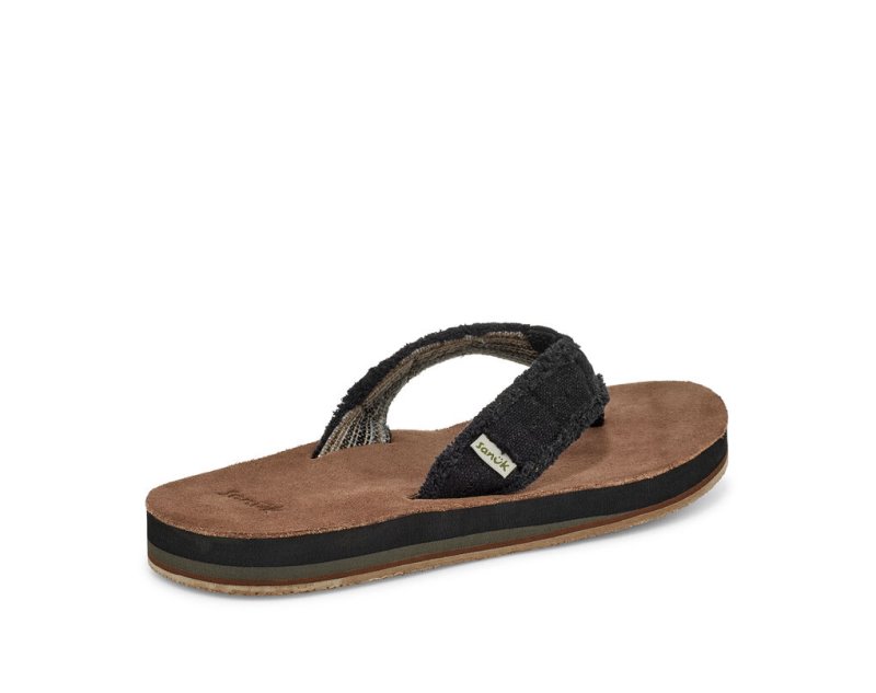 Men's Sanuk Fraid Not Soft Top Eco Friendly Flip Flops Black | 4239-CTJHD