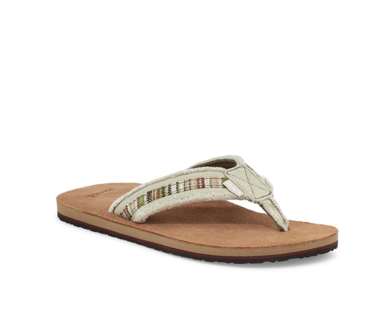 Men's Sanuk Fraid So Eco Friendly Flip Flops Beige | 3976-YRDLU