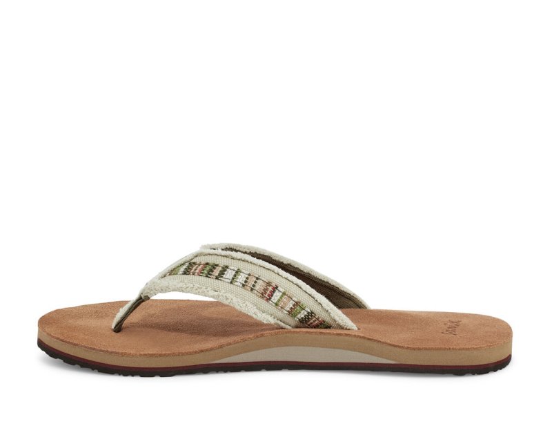 Men's Sanuk Fraid So Eco Friendly Flip Flops Beige | 3976-YRDLU