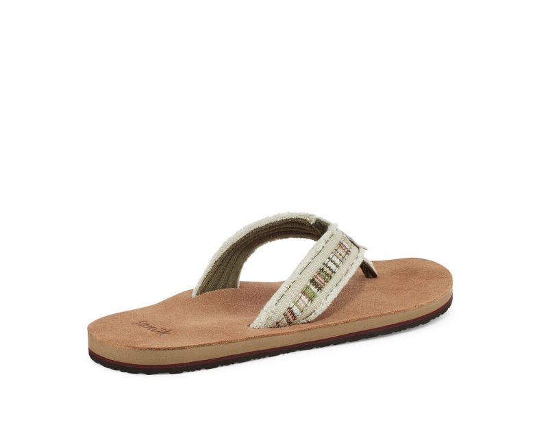 Men's Sanuk Fraid So Eco Friendly Flip Flops Beige | 3976-YRDLU