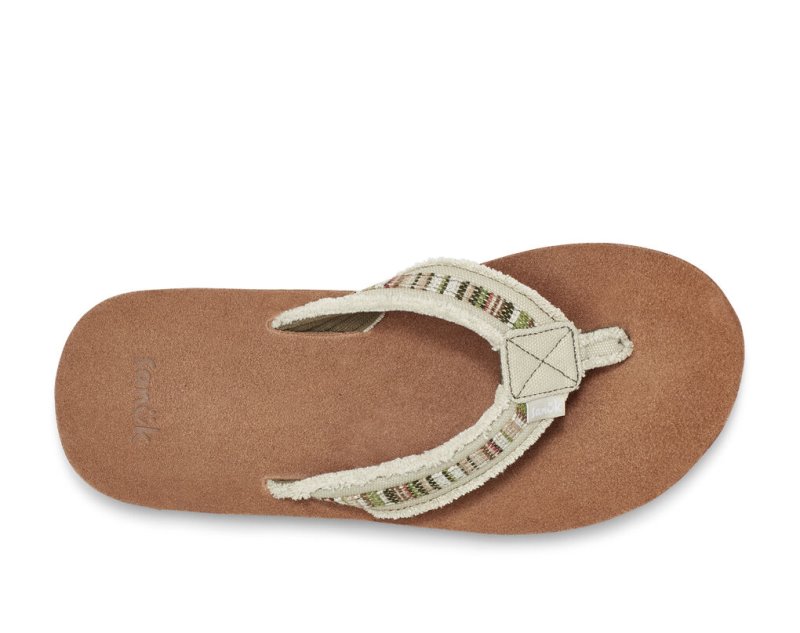 Men's Sanuk Fraid So Eco Friendly Flip Flops Beige | 3976-YRDLU