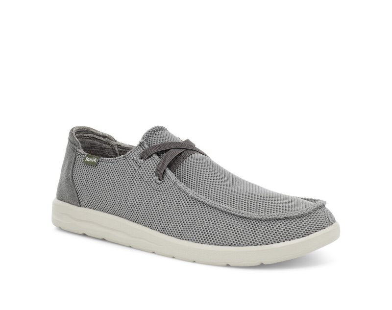 Men's Sanuk Shaka Mesh No Tie Shoes Grey | 4832-FIRGJ