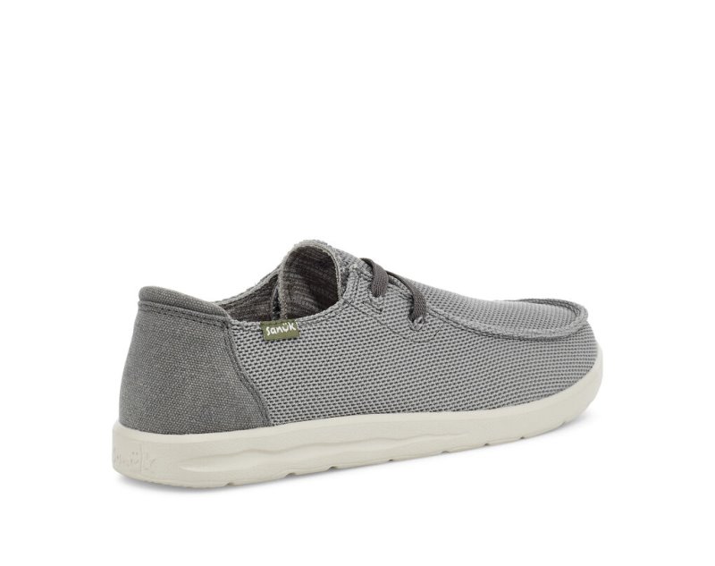 Men's Sanuk Shaka Mesh No Tie Shoes Grey | 4832-FIRGJ