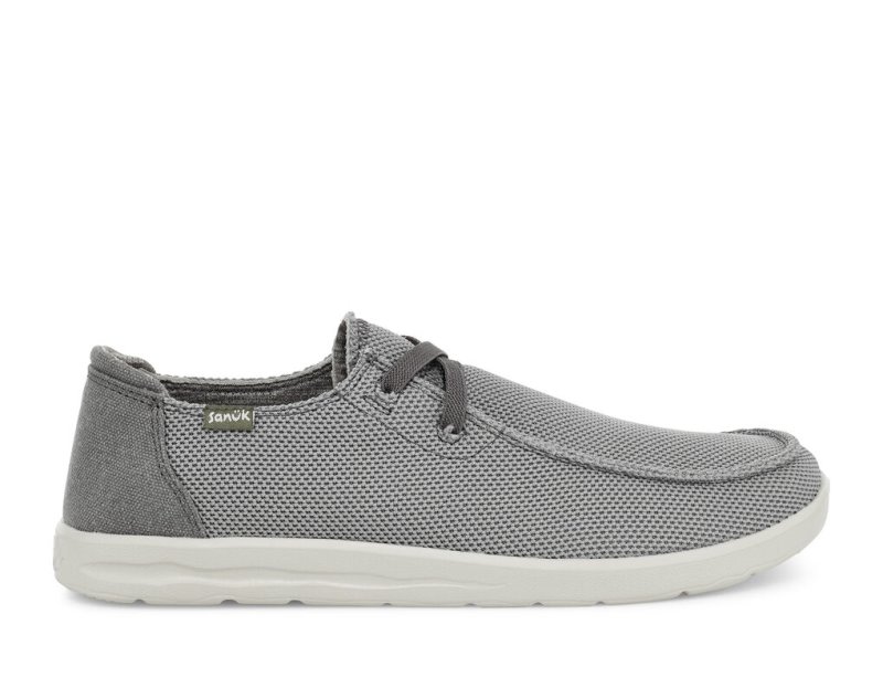 Men\'s Sanuk Shaka Mesh No Tie Shoes Grey | 4832-FIRGJ