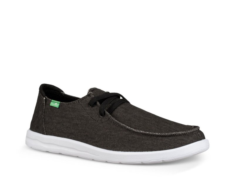 Men's Sanuk Shaka Shoes Black | 8945-XJQAC