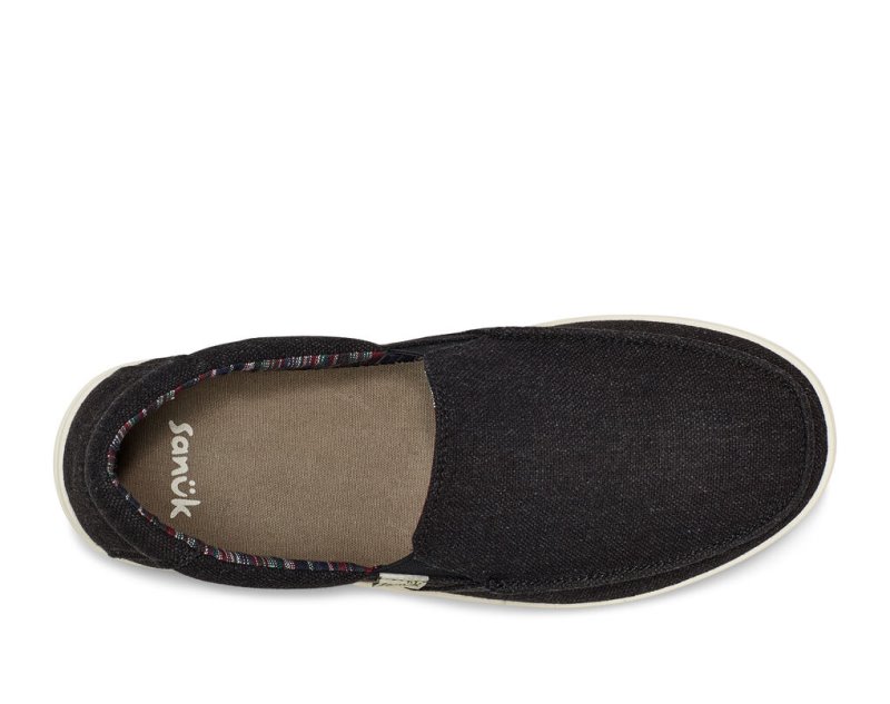 Sanuk Sidewalk Surfers Cape Town - Mens Sideline 2 Hemp Slip On Black