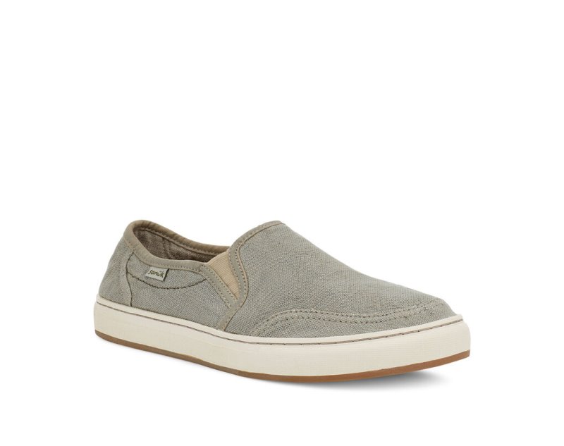 Men's Sanuk Tideline Hemp Slip On Sidewalk Surfers Light Grey | 9563-SKDZW