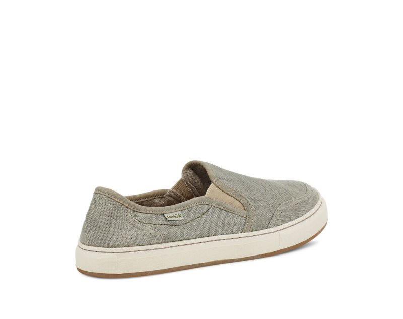 Men's Sanuk Tideline Hemp Slip On Sidewalk Surfers Light Grey | 9563-SKDZW