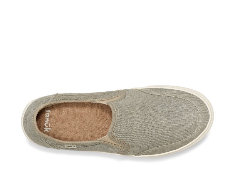 Men's Sanuk Tideline Hemp Slip On Sidewalk Surfers Light Grey | 9563-SKDZW