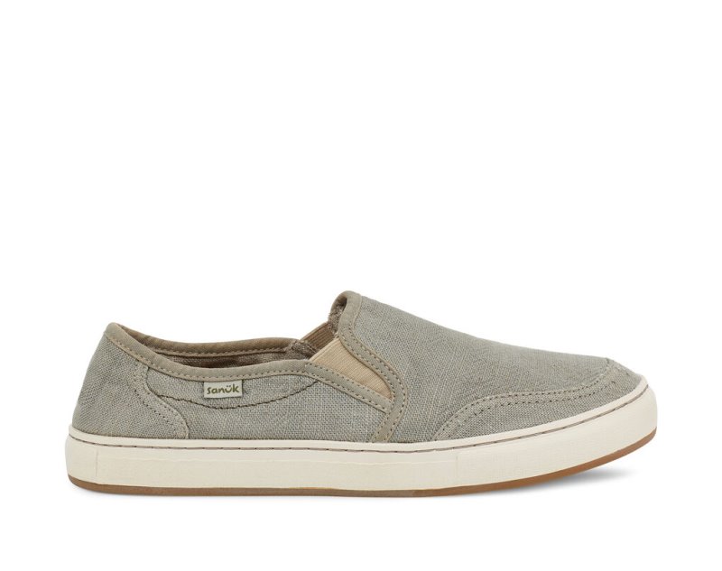 Men\'s Sanuk Tideline Hemp Slip On Sidewalk Surfers Light Grey | 9563-SKDZW