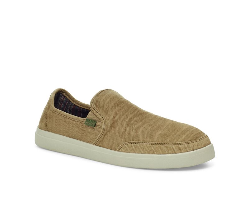 Men's Sanuk Vagabond Slip On Sneaker Wash Vegan Shoes Khaki | 0782-CKTAZ