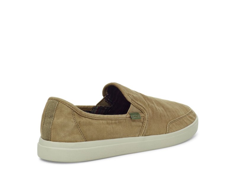 Men's Sanuk Vagabond Slip On Sneaker Wash Vegan Shoes Khaki | 0782-CKTAZ