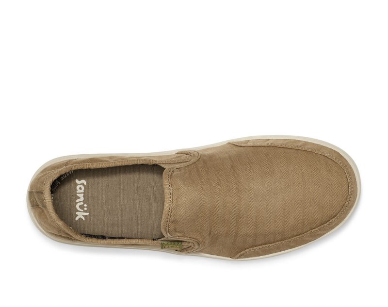 Men's Sanuk Vagabond Slip On Sneaker Wash Vegan Shoes Khaki | 0782-CKTAZ