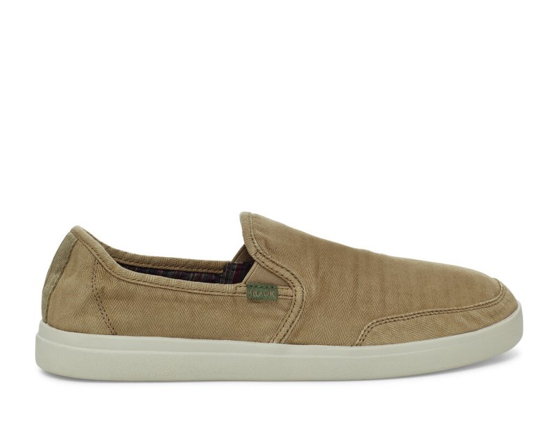 Men\'s Sanuk Vagabond Slip On Sneaker Wash Vegan Shoes Khaki | 0782-CKTAZ