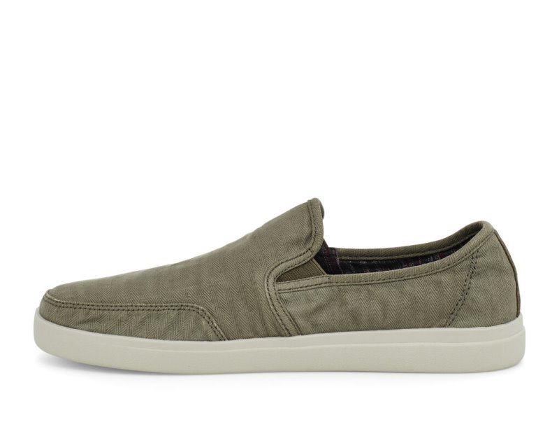 Men's Sanuk Vagabond Slip On Sneaker Wash Vegan Sidewalk Surfers Olive | 2067-HQWPX