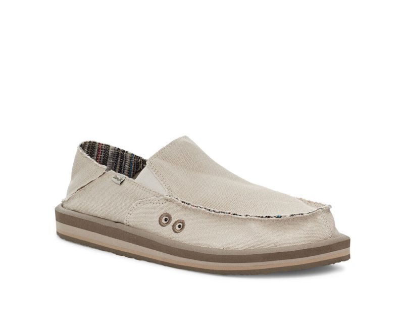 Men's Sanuk Vagabond Soft Top Hemp Collapsible Heel Sidewalk Surfers Beige | 7392-LEPHF