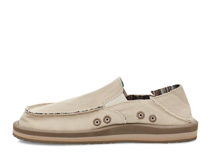 Men's Sanuk Vagabond Soft Top Hemp Collapsible Heel Sidewalk Surfers Beige | 7392-LEPHF