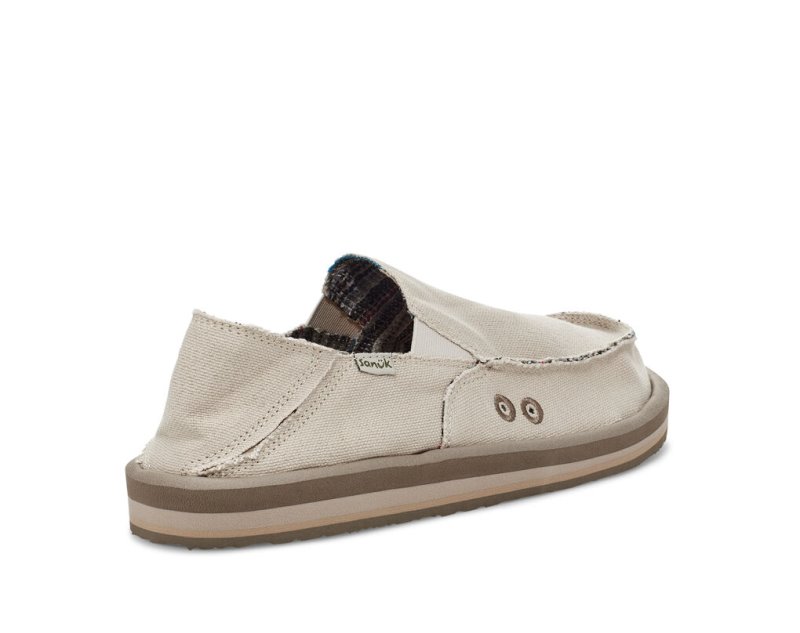 Men's Sanuk Vagabond Soft Top Hemp Collapsible Heel Sidewalk Surfers Beige | 7392-LEPHF