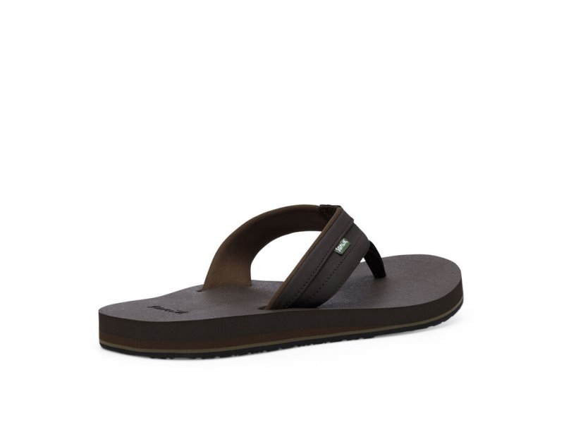 Men's Sanuk Ziggy Water Friendly Flip Flops Dark Brown | 2478-BGTSW