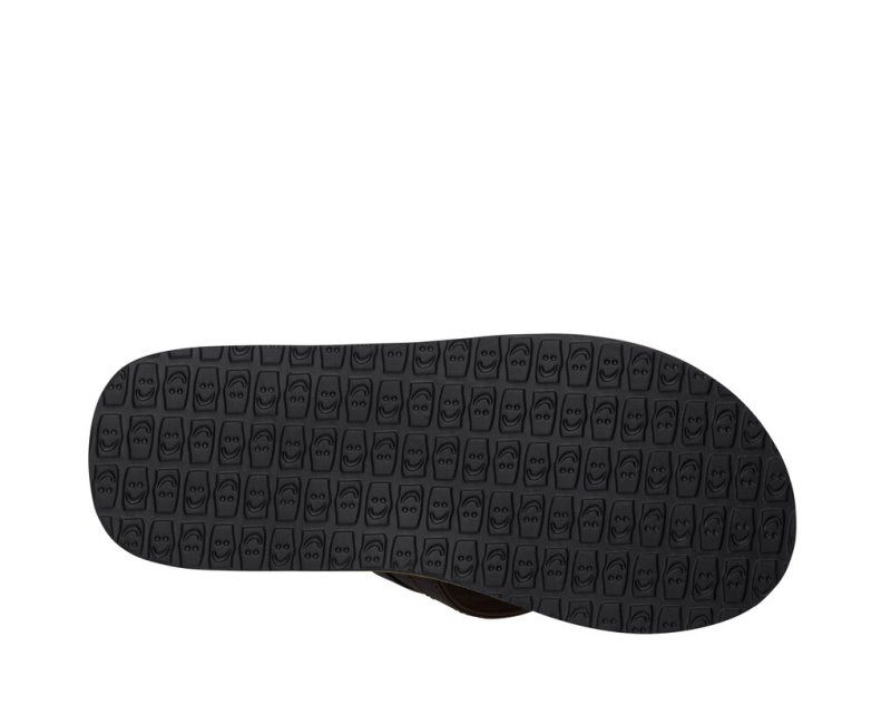 Men's Sanuk Ziggy Water Friendly Flip Flops Dark Brown | 2478-BGTSW