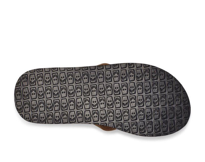 Men's Sanuk Ziggy Water Friendly Flip Flops Brown | 6521-UMWBG