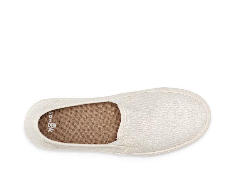 Women's Sanuk Avery Hemp Vegan Slip On Shoes White | 5437-KQVCP