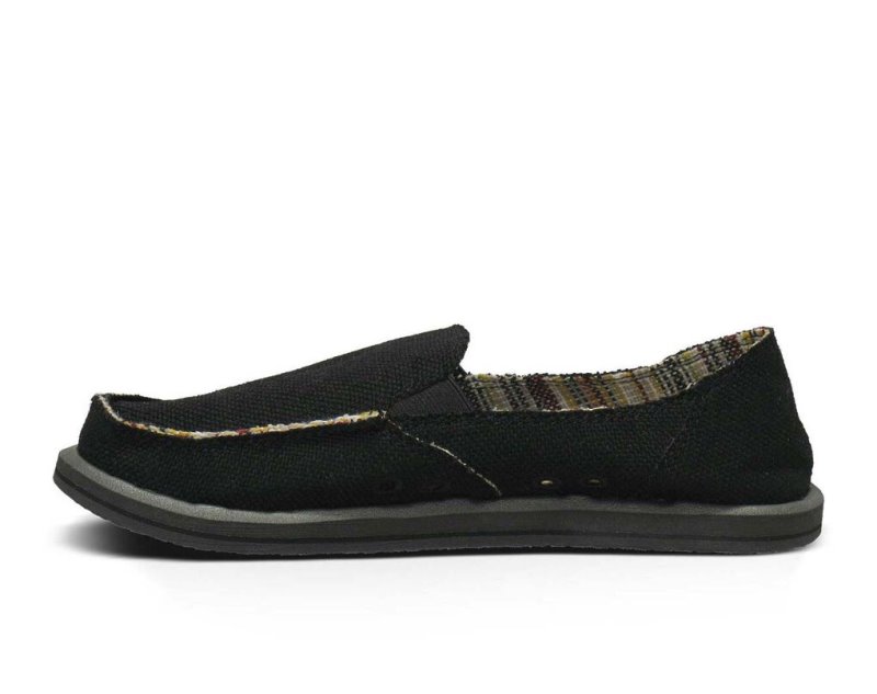 Women's Sanuk Donna Hemp Shoes Black | 6257-BVXLF