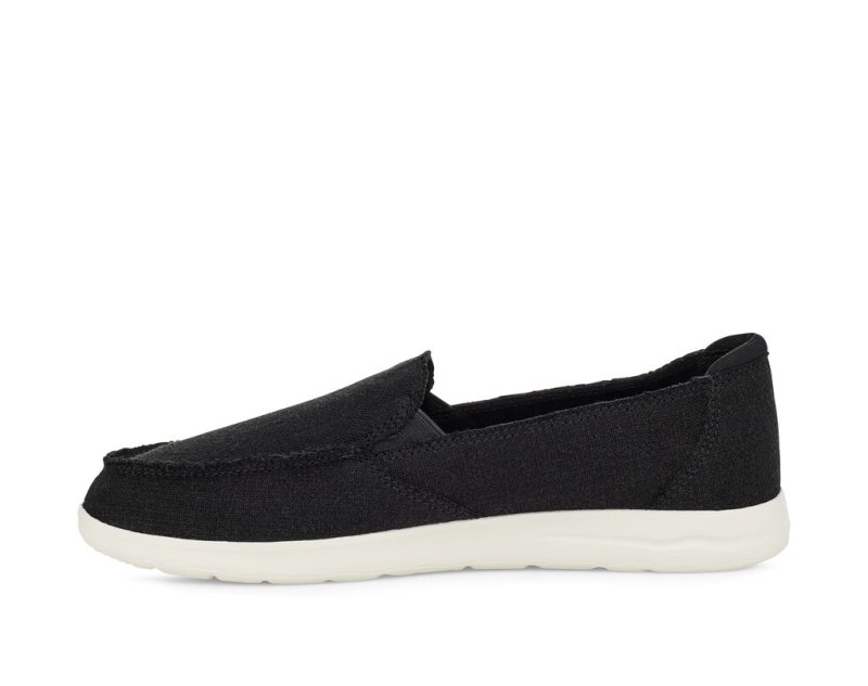 Women's Sanuk Donna Lite Tx Canvas Slip On Sidewalk Surfers Black | 0375-KODIB