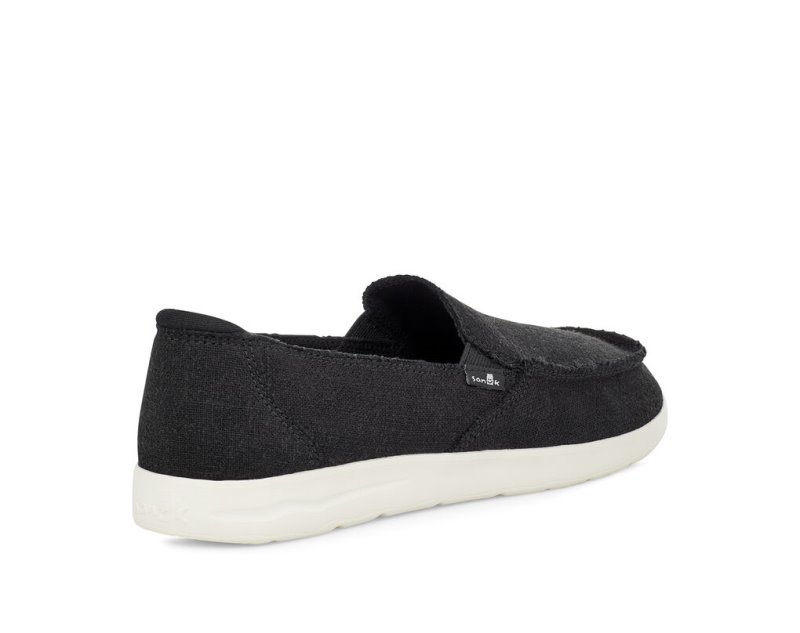 Women's Sanuk Donna Lite Tx Canvas Slip On Sidewalk Surfers Black | 0375-KODIB