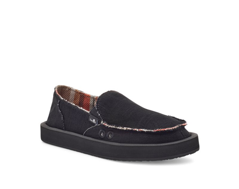 Women's Sanuk Donna St Hemp Shoes Black | 3612-FAVBD