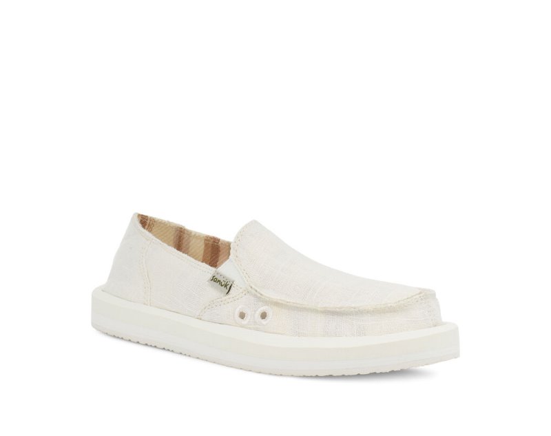 Women's Sanuk Donna St Hemp Shoes White | 2549-DZMSV