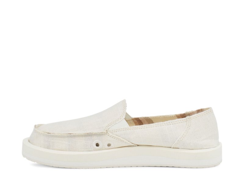 Women's Sanuk Donna St Hemp Shoes White | 2549-DZMSV