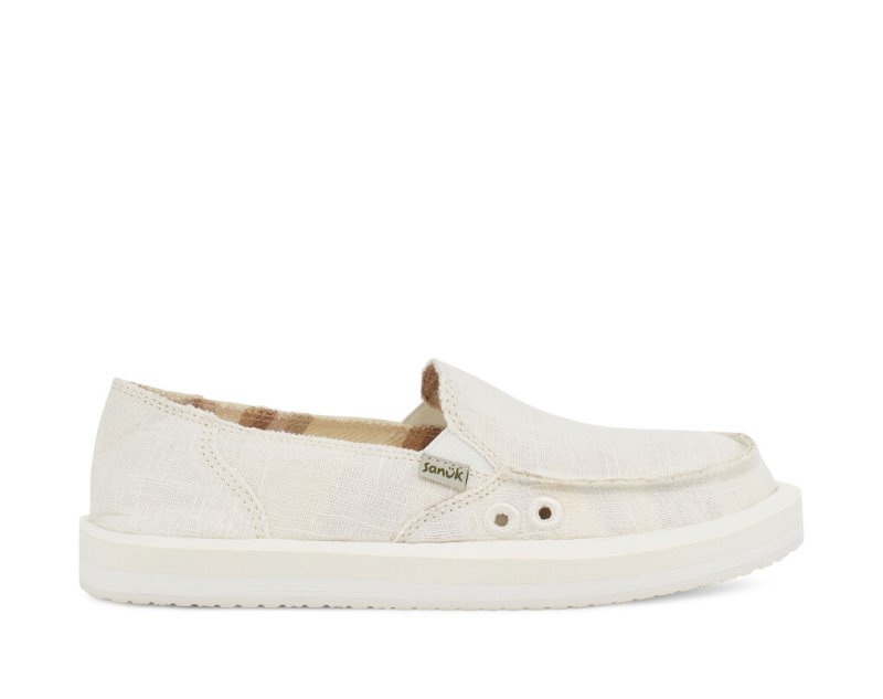 Women\'s Sanuk Donna St Hemp Shoes White | 2549-DZMSV